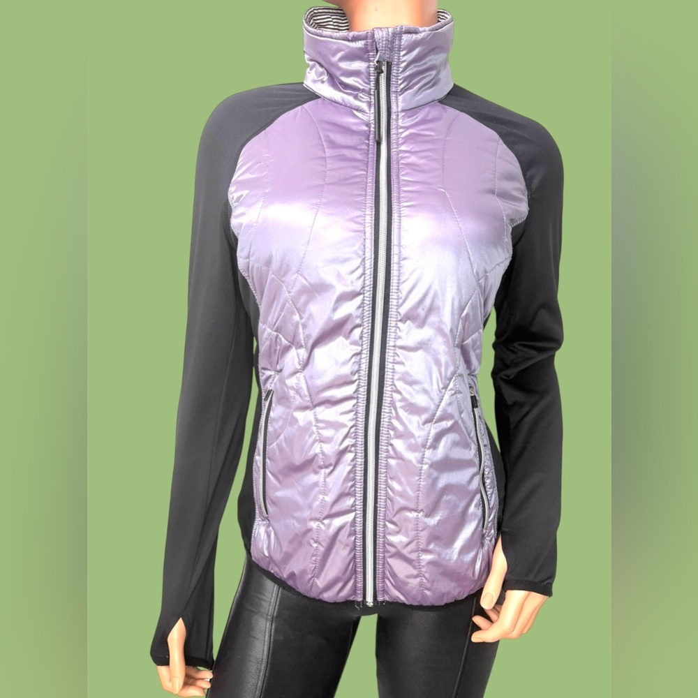 Calvin Klein Women’s M Tech Fleece Run Club Apres Ski Metallic Puffer Jacket - Picture 2 of 15